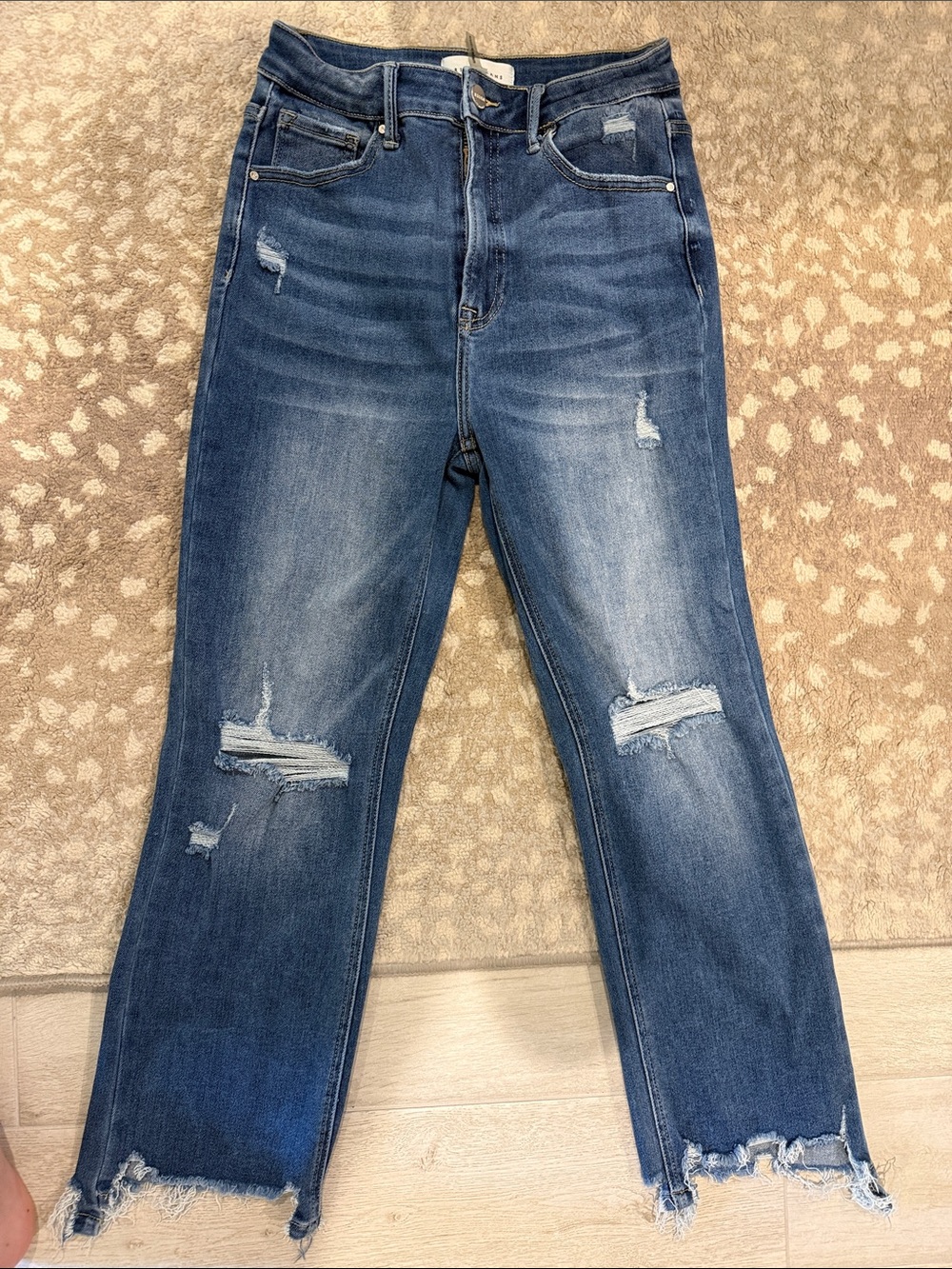 High-Rise Distressed Blue Jeans for Women